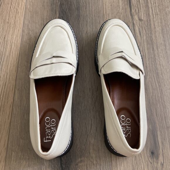 Franco Sarto Women Bazel Platform Lug Sole Loafer Cream Size 8.5 Chunky Slip On - Picture 5 of 9